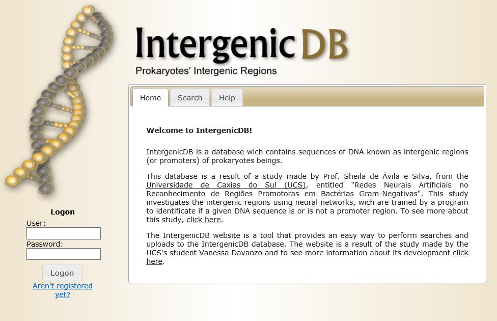 Figura 14: Portal IntergenicDB Fonte: (DAVANZO, 2010) O modelo do banco de dados promotoresdb sofreu algumas alterações para ser utilizado pelo IntergenicDB, foram incluídos algumas tabelas novas