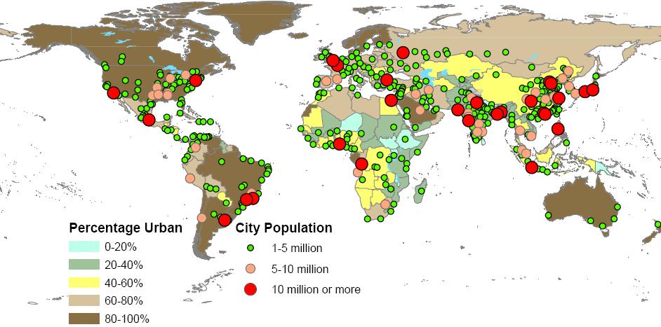 Urbanização Mundial Mapa de Prospectos da Urbanização Mundial e