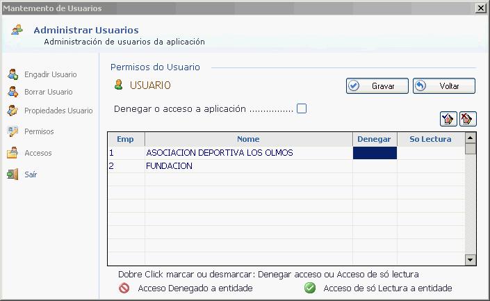 USUARIOS Engadir Usuarios: Por defecto a aplicación crea un administrador que non é configurable, a excepción, o seu contrasinal.