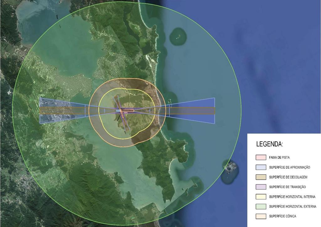 Aeroporto Internacional Hercílio Luz Florianópolis - SC 21 Figura 2-5 Plano Básico de Zona de Proteção Aeroportuária Fonte: Elaboração própria 2.2.5 Plano de Zoneamento de Ruído O ruído Aeronáutico gera como impacto certo nível de incômodo na população localizada no entorno do aeroporto.