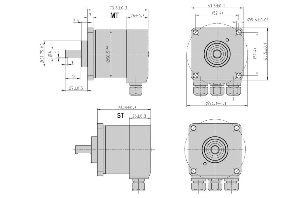 DESENHO DIMENSIONAL (continuação) Flange Quadrada "Q" Dim.