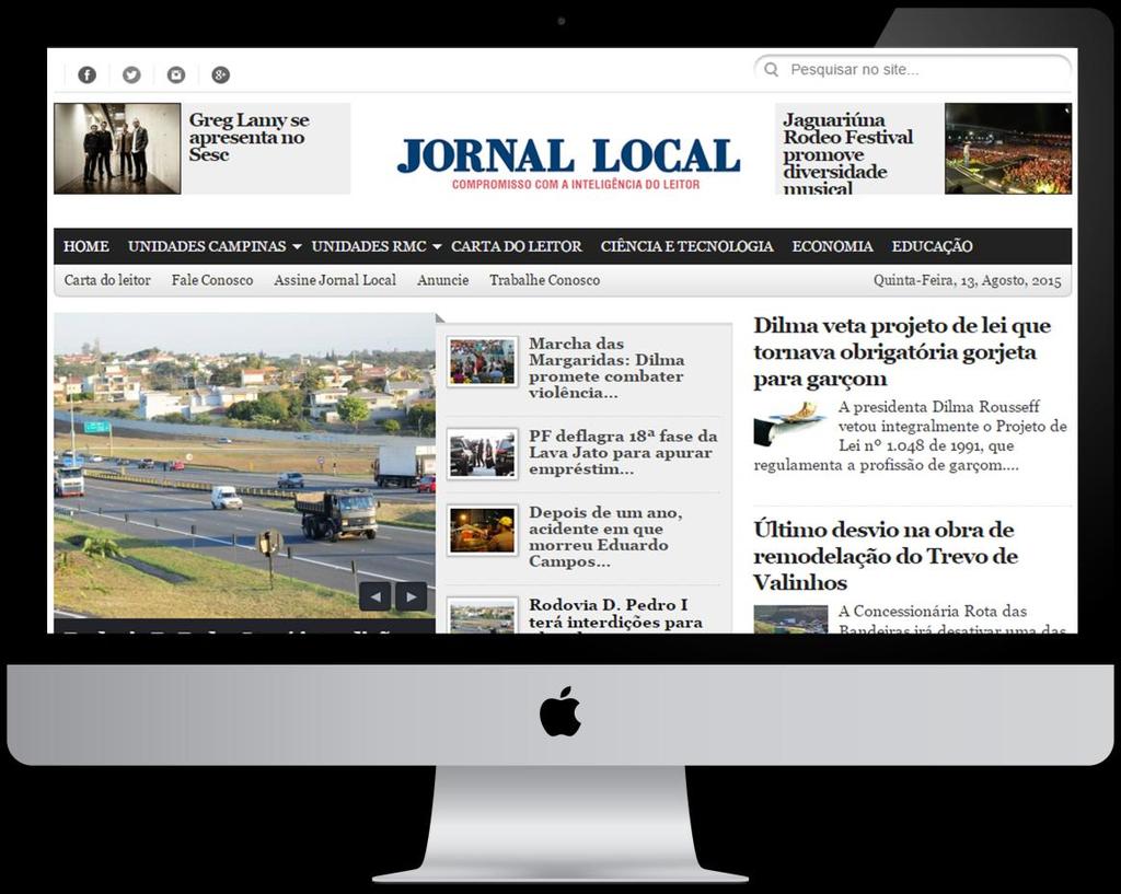 agradecimentos, sugestões de pautas para a próxima edição; O jornal Local suscita debates de