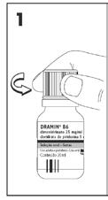Atenção: o frasco de DRAMIN B6 solução oral (gotas) vem acompanhado de uma tampa de segurança e um gotejador de fácil manuseio. Modo de abertura: Gire a tampa no sentido anti-horário.