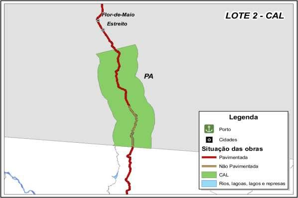 Km 0,00 102,30 Km TRECHO 2 Rio 15 de Novembro - Entr. BR 230 LOTE 0.1: CAL (Cavalca/Agrimat/Lotufo) Km 0-102,3 (102,3 Km) Figura 11 Mapa do trecho. Figura 12 Retigráfico.