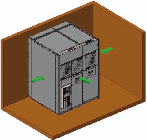 7. Resistência ao arco interno IAC AFL 12,5 ka 1s A proteção contra o arco interno é garantida nos 3 lados do quadro, frontal e lateral. É possível ter duas soluções: 1.