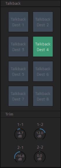 Store Clique para armazenar um Snapshot no local selecionado. Talkback Clique para ligar (verde) ou desligar Talkback. Recall Name Clique para chamar (carregar) o Snapshot selecionado.