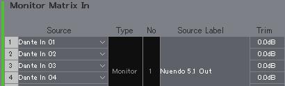 Você pode alterar a taxa de amostra na guia "MISC" da guia "Scene" na tela Settings. Monitor Matrix Out Os nomes de Monitor Matrix Out são exibidos aqui.