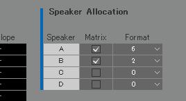 5. Definição das configurações do sistema 6. Defina a configuração de Speaker Set usada. Tela Settings - Scene - Speaker Matrix 7. Atribua destinos de saída do Speaker Set.