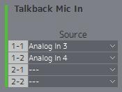 Atribua a saída de microfone Talkback a Talkback Mic In.