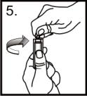 É comum permanecer um discreto volume de líquido no interior da ampola. Quando esvaziada, remova a ampola da seringa, mantendo o seu êmbolo puxado (figura 8).
