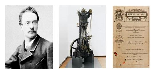 Introdução Figura: Rudolf Diesel(1858 1913), sua invenção e a patente de 23 de fevereiro de 1893.