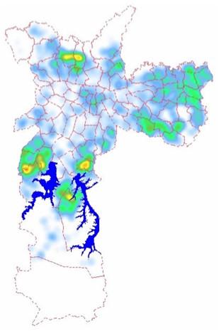 Estimativa de Densidade O quanto os eventos de um local estão relacionados com a vizinhança?