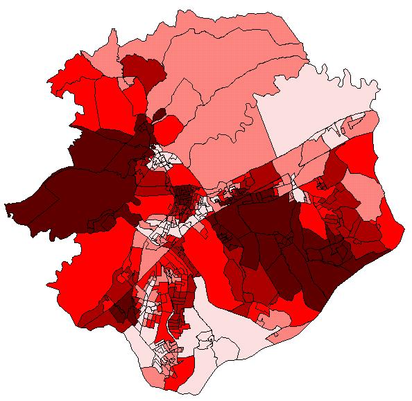 GWR Geographically Weighted Regression Os parâmetros podem ser apresentados visualmente para identificar como se