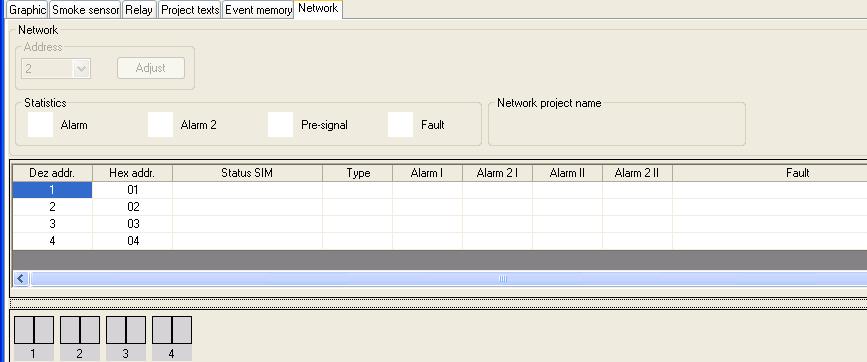 Network menu Criar novo projeto (offline): Número correspondente de dispositivos