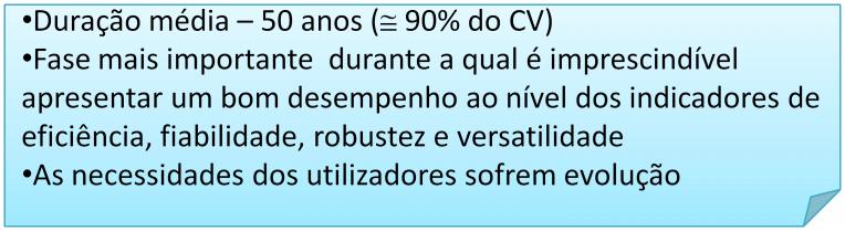 a fase de exploração Exploração Duração média 50 anos ( 90% do CV) Fase mais