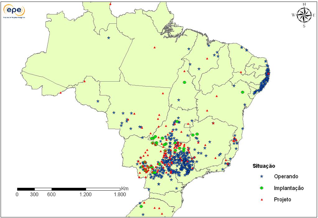 Usinas Produtoras de Etanol Potencial >