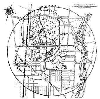 através da separação sistemática da circulação de veículos e pedestres, da superquadra suburbana