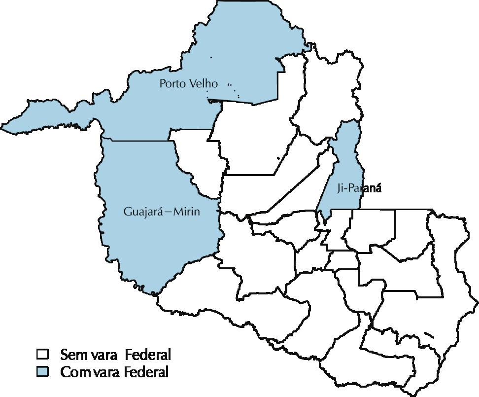 Mapa 21 Localização das Comarcas Estaduais e das Subseções Judiciárias