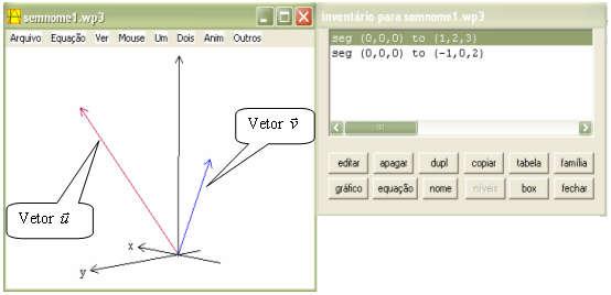 . Neste item, não é gerado o Tomando outro exemplo, agora explorando ângulos: calcular os ângulos dos 1,2,3 v 1,0,2.