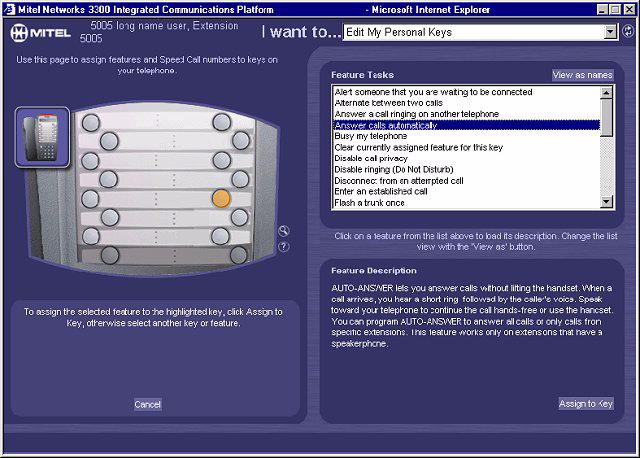 Programar as teclas de função A programação das teclas de função do telefone IP 5005 é efectuada no computador através do Desktop Tool, que lhe permite aceder à ICP 3300 na rede.