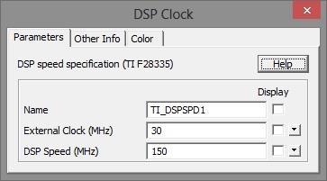 58 Figura 52 Bloco de DSP Clock. Pode-se configurar a frequência do clock externo inserindo um número inteiro até 30MHz, caso seja necessário utilizá-lo.