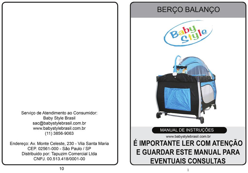 MANUAL DE INSTRUÇÕES BERÇO BALANÇO IMPORTANTE