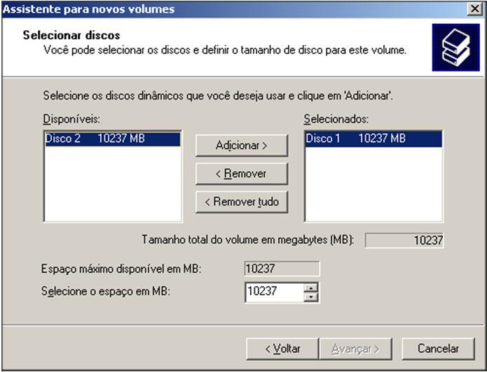 Após avançar a tela do assistente de criação de Volume, escolha a opção Estendido.