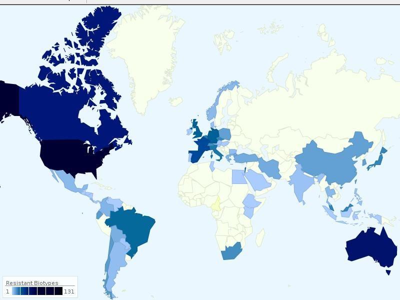 Canada 51 biótipos R RESISTÊNCIA NO MUNDO Alemanha 24 biótipos R Reino Unido 24 biótipos R França 32 biótipos R Espanha 32