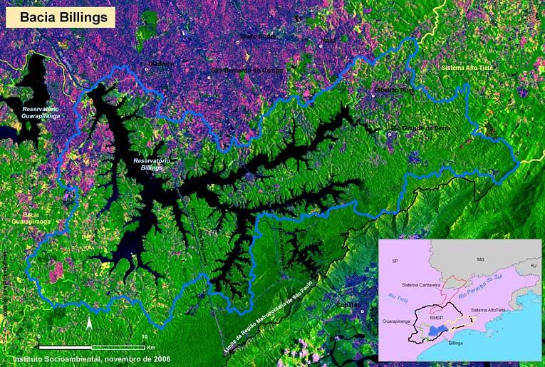 A principal tendência identificada no território da Bacia Hidrográfica da Billings, no período de 1989 a 1999, foi a substituição da cobertura florestal nativa (Mata Atlântica), fundamental para a