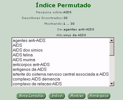 Consulta ao DeCS via índice permutado aids Click para