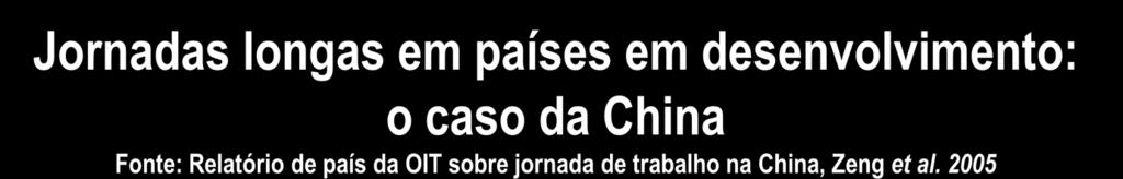 Jornadas longas em países em desenvolvimento: o caso da China Fonte: Relatório de país da OIT sobre jornada de trabalho na China, Zeng et al.