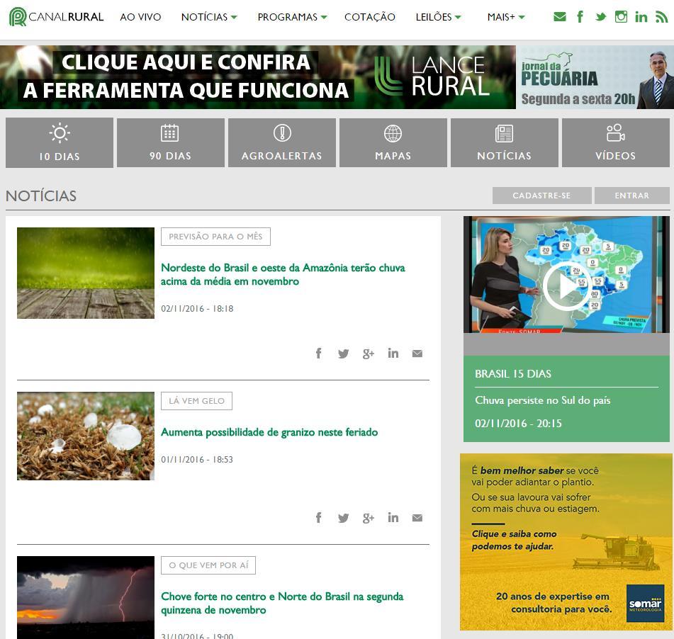 + de 735 conteúdos de Agricultura + de 282 conteúdos de Pecuária + de 500 conteúdos de Soja + de 160 conteúdos de