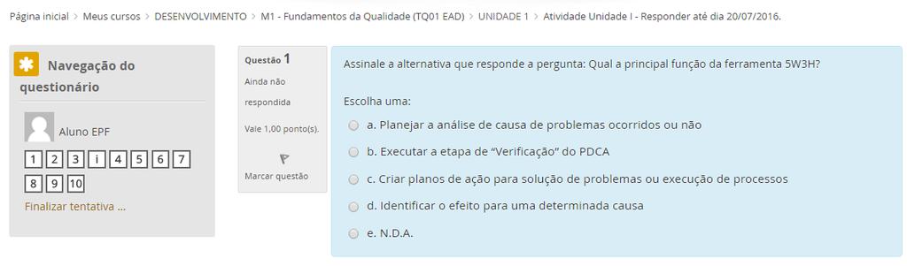 PASSO 4 Respondendo o questionário.