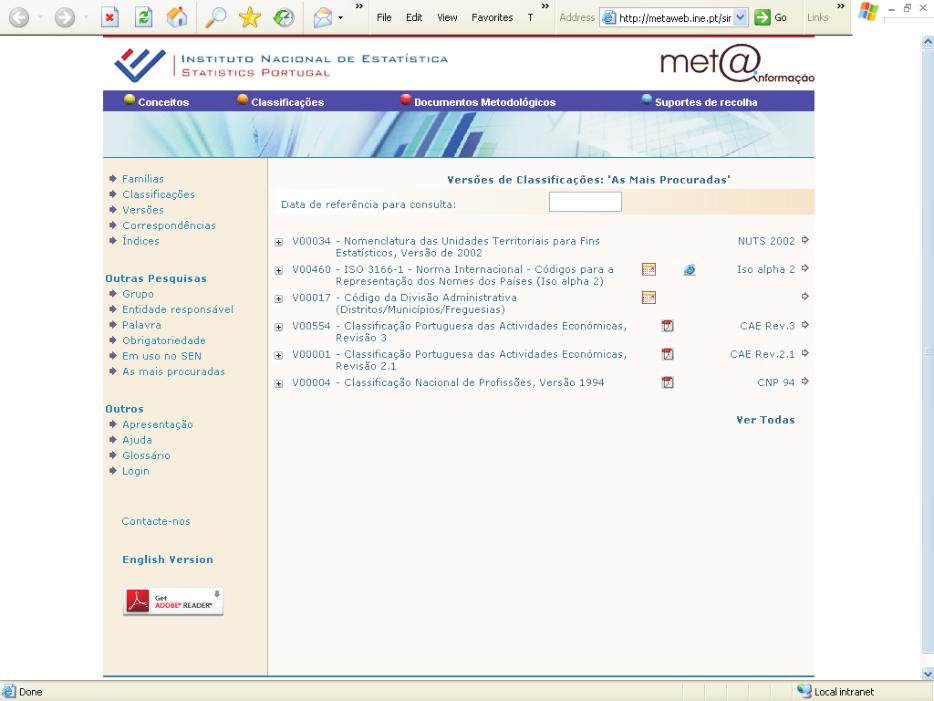 Metainformação A METAINFORMAÇÃO permite o enquadramento e apoia a "leitura" dos dados estatísticos