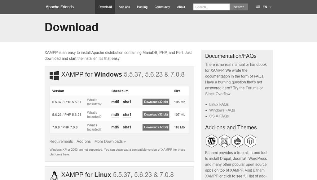 Com o objetivo de simplificar a instalação e a configuração do ambiente necessário para execução dos programas, podemos utilizar os pacotes de instalação XAMPP, que realiza a configuração do ambiente