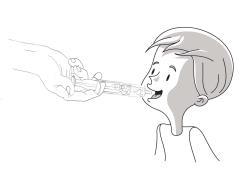 necessária. 4º passo: Administre o conteúdo da seringa diretamente na boca da criança.