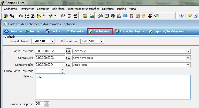 Figura 4 Fechamento Contábil. 2.