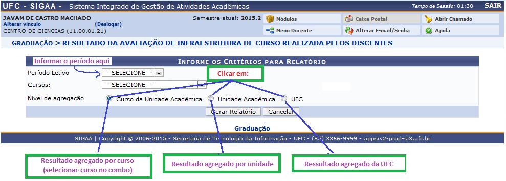 2) Resultado da Avaliação Institucional de Infraestrutura do curso realizada pelos discentes Este relatório apresenta o resultado da avaliação realizada pela comunidade de discentes da UFC quanto à