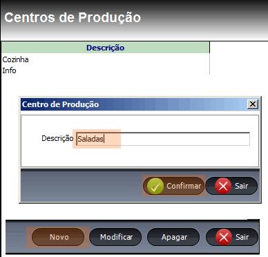 2. Criar centro de produção Antes de começar a criar os centros de produção, deverá ter em conta o funcionamento do estabelecimento a instalar, como funcionam os pedidos, para onde vão os pedidos,