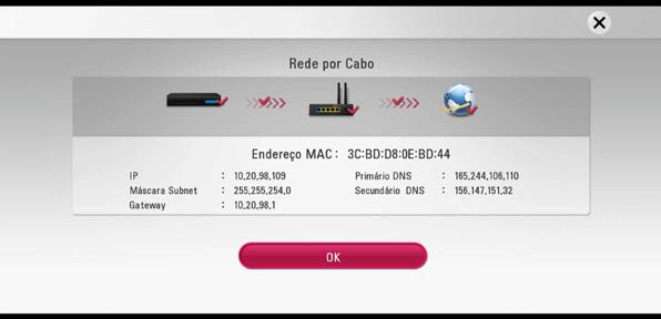 Utilize W/S/A/D para seleccione o modo entre [Dinâmico] e [Estático]. Seleccione [Dinâmico] para atribuir o IP automaticamente. A rede será automaticamente adicionada à unidade.