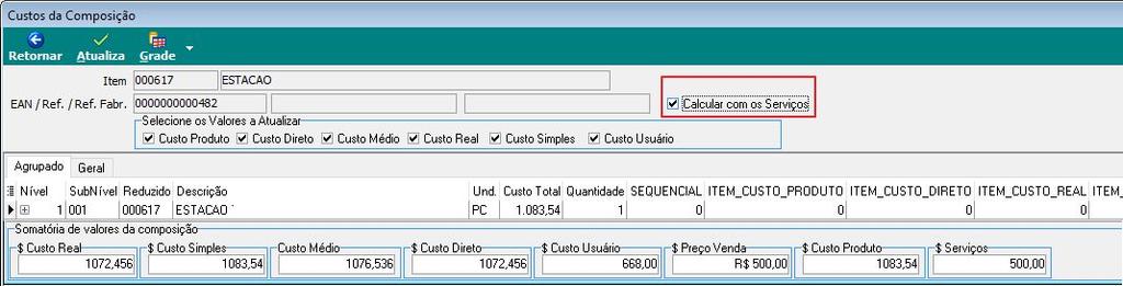 Figura 17 Manutenção de Preços - Considerar valor de serviços. 6.