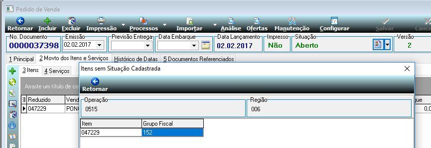 mostrar a Operação, Região e Grupo Fiscal de cada item, Figura 22. Figura 22 Pedido de Venda - Liberação. 6.