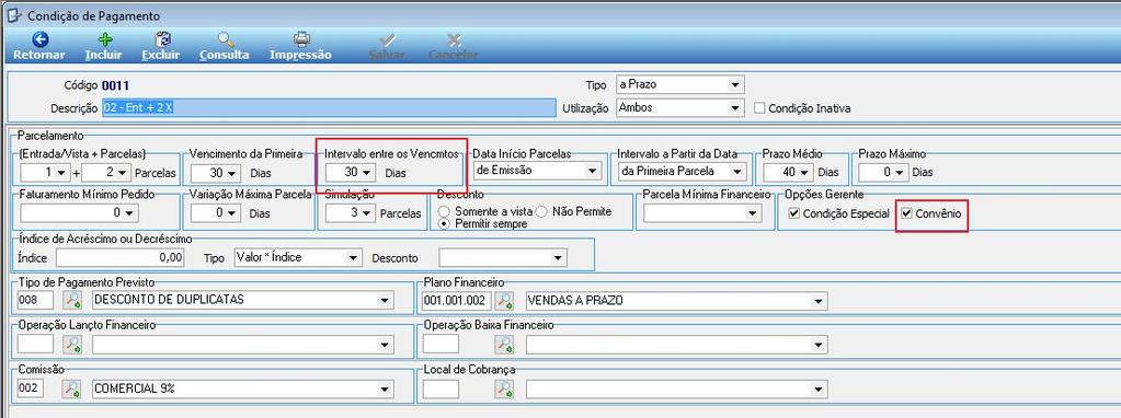 Figura 37. Figura 37 Condição de Pagamento - Intervalo entre os Vencimentos e Convênio. 6.