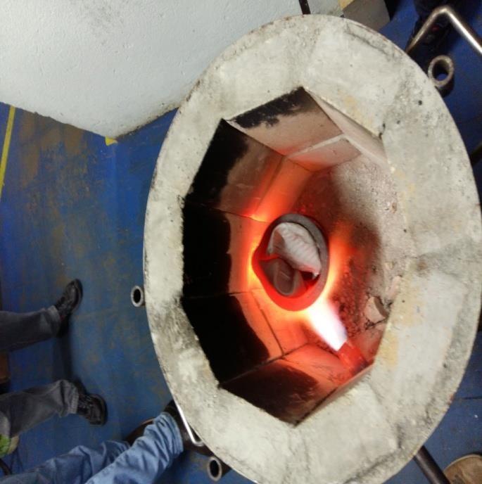 A partir dessa etapa, foi dada a partida de funcionamento do queimador, para iniciar a combustão e criar a chama de aquecimento do metal, como