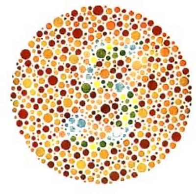 Daltonismo 8% homens e 1% mulheres daltónicos (verde/vermelho) Teste de