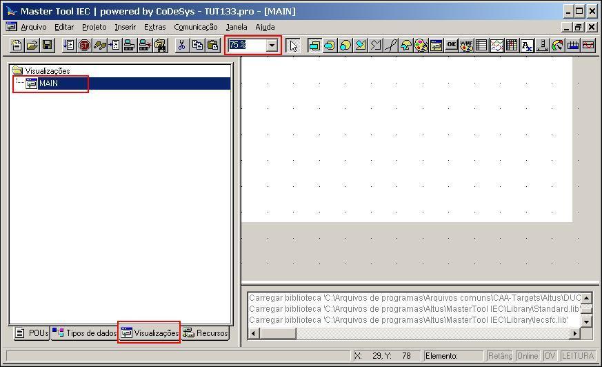 4 Criando telas - Ao iniciar um projeto a partir do modelo, uma tela denominada MAIN é criada. - A tela MAIN é a tela principal do projeto e está vinculada a tecla MAIN do teclado do DUO.