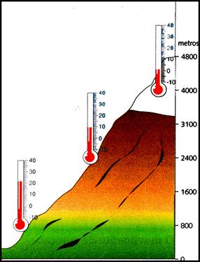 Fatores climáticos: Altitude Quanto maior a altitude, menor será a temperatura.