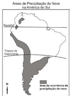 Atividade O mapa abaixo indica a ocorrência de queda de neve na América do Sul. Observe o mapa e responda às questões.