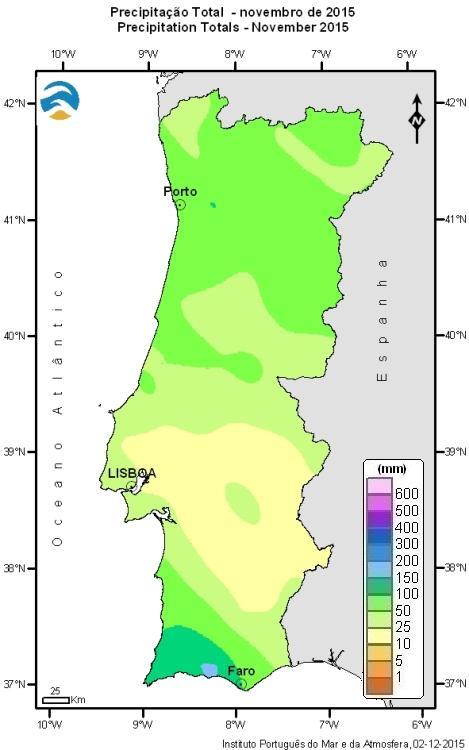 Situação de Seca Meteorológica 30 Novembro 2015 1. PRECIPITAÇÃO DE NOVEMBRO 2015 O valor médio da quantidade de precipitação em novembro foi de 53.