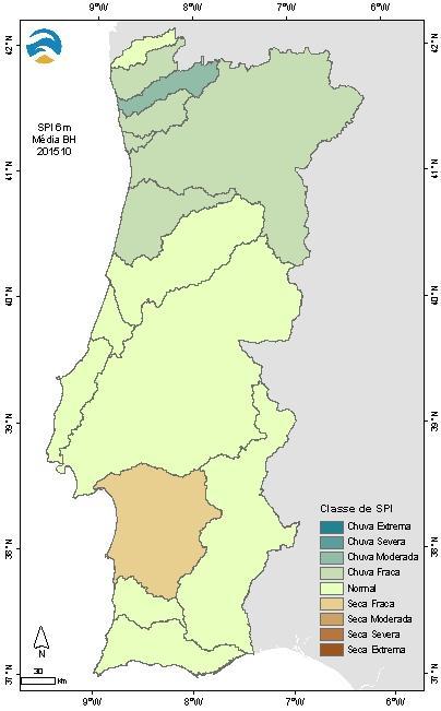 As menores escalas, até 6 meses, remetem à seca meteorológica e agrícola (défice de precipitação e de humidade no solo, respetivamente), entre os 9 e os 12 meses à seca hidrológica com escassez de